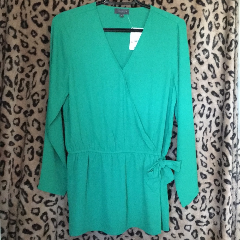 True Green wrap blouse